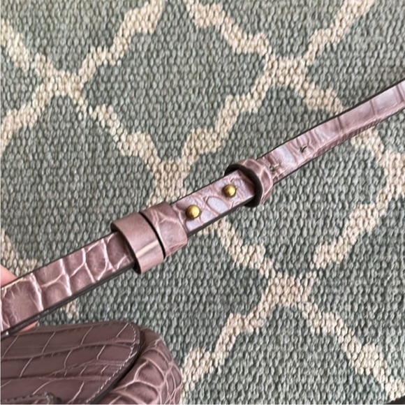 J. Crew Mauve Croc-Embossed Leather Crossbody Bag with Gold Hardware - Picture 6 of 16